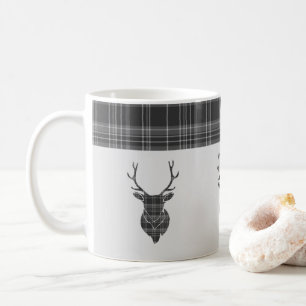 Rustikales graues Tartan-Muster und Steg Head Antl Kaffeetasse