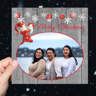 Rustikales graues Wood Red Elf Vintag frohe Weihna