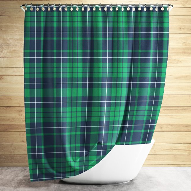 Rustikales Green Blue Kariert Pattern Duschvorhang (Rustic Green Blue Plaid Pattern Shower Curtain)