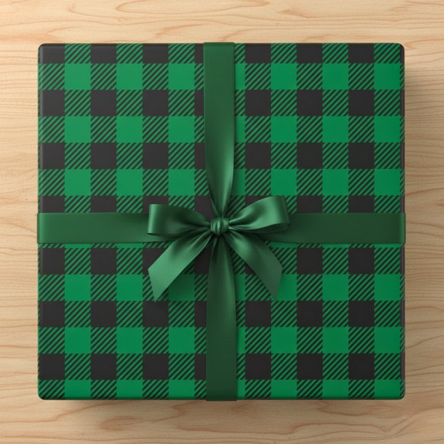 Rustikales Green Buffalo Kariert Geschenkpapier (Rustic Green Buffalo Plaid Wrapping Paper)
