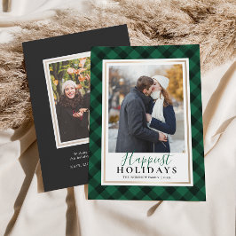 Rustikales Green Buffalo Kariert Happiest Holidays Feiertagskarte