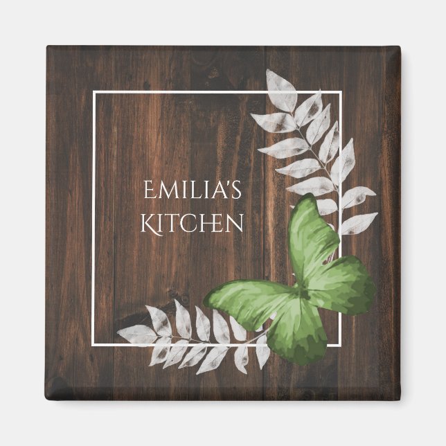 Rustikales Green Butterfly Magnet (Vorne)