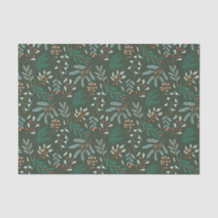 Rustikales Green Christmas Foliage Muster Seidenpapier