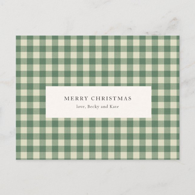 Rustikales Green Gingham Moderne Weihnachten (Vorderseite)