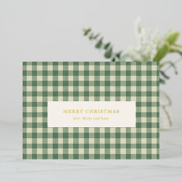 Rustikales Green Gingham Moderne Weihnachten Folien Feiertagskarte