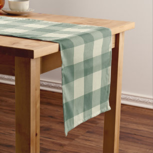 Rustikales Green Gingham Moderne Weihnachten Kurzer Tischläufer