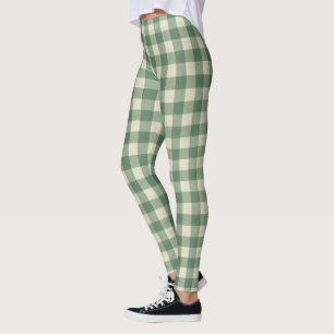 Rustikales Green Gingham Moderne Weihnachten Leggings