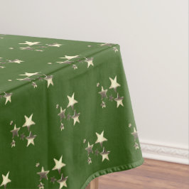 Rustikales Green Gold Stars Muster Festival Elegan Tischdecke