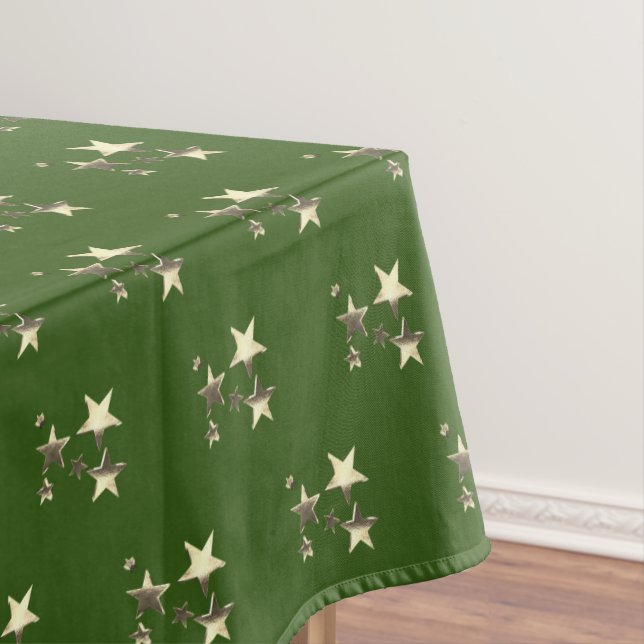 Rustikales Green Gold Stars Muster Festival Elegan Tischdecke (Beispiel)