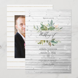 Rustikales Greenery Country Barn Wedding Foto Einladung