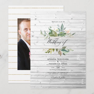 Rustikales Greenery Country Barn Wedding Foto Einladung