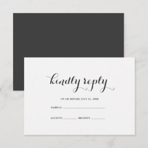 Rustikales Grey and White Wedding RSVP Karte