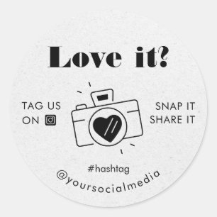 Rustikales Grey Kraft Liebe Snap Tag Share Social Runder Aufkleber