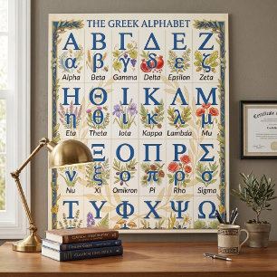 Rustikales griechisches Alphabet Natur Wandverzi Poster