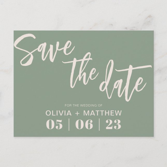 Rustikales Grün Ankündigungspostkarte (Vorderseite)