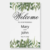 Rustikales Grün Blätter Grünfolienschild Hochzeits