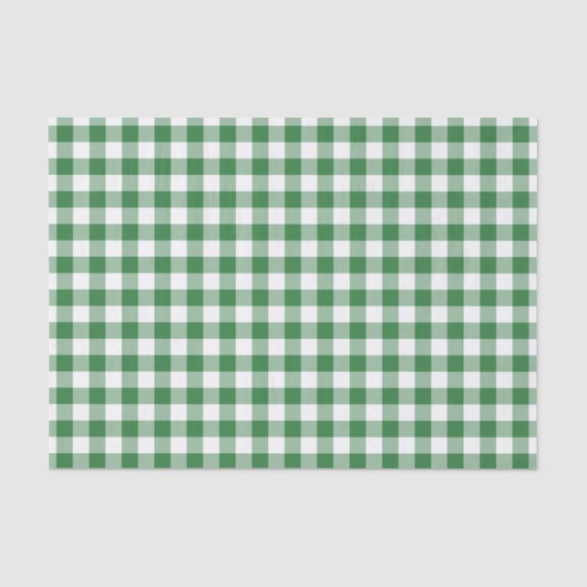 Rustikales Grün- und Weiß-Gingham-Muster Seidenpapier (Vorderseite)