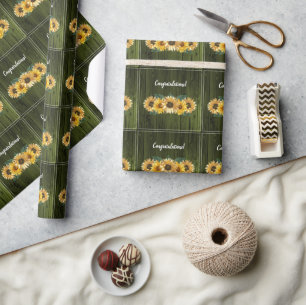 Rustikales Grünblütenpapier Geschenkpapier