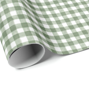 Rustikales Grünbuch Gingham Holiday Wrapping Geschenkpapier