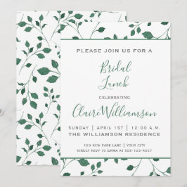Rustikales Grünes Aquarellblatt | Bridal Lunch Einladung