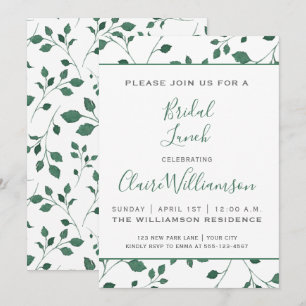 Rustikales Grünes Aquarellblatt   Bridal Lunch Einladung
