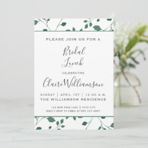 Rustikales Grünes Aquarellblatt   Bridal Lunch Einladung
