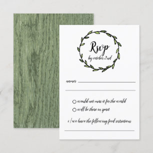 Rustikales Grünes Blatt Wreath Wedding RSVP Einladung