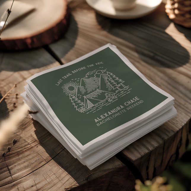 Rustikales grünes Camp Bachelorette Serviette (Rustic Green Camp Bachelorette Weekend Napkins)