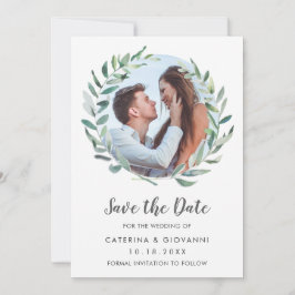 Rustikales Grünes Kraut Foto Elegante Hochzeit Save The Date