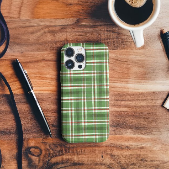 Rustikales grünes Landhaus Einfach Kariert Case-Mate iPhone Hülle (green and red plaid pattern phone case.)