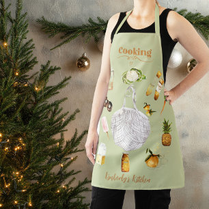 Rustikales grünes Weihnachtsgeschenk Küchenutensil Schürze