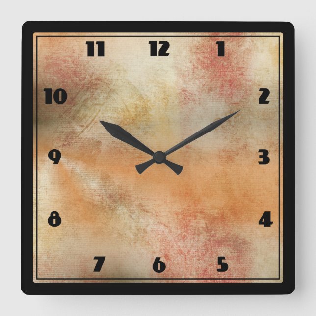 Rustikales Grunge Abstract Design in Herbstfarben Quadratische Wanduhr (Vorderseite)