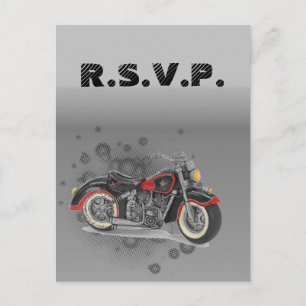 Rustikales Grunge Motorybiker Wedding rsvp Einladungspostkarte