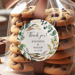 Rustikales Grünpflanzen botanischer Gefallen Runder Aufkleber