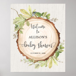 Rustikales Grünwald Babydusche Begrüßungszeichen Poster
