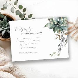 Rustikales Grünwaldfeuer-Hochzeitsempfang RSVP Karte
