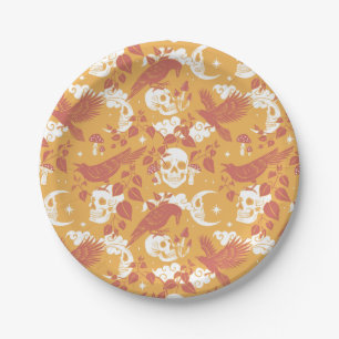 Rustikales Halloween-Musterpapier-Teller Pappteller