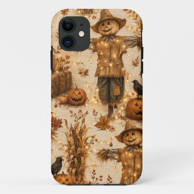 Rustikales Halloween-Vogelscheuchen- und Kürbis-Ha Case-Mate iPhone Hülle (Rückseite)