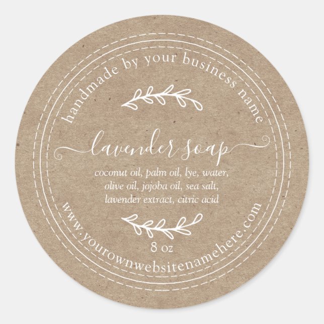 Rustikales, handgefertigtes Lavendel-Seifenpapier Runder Aufkleber (Vorderseite)