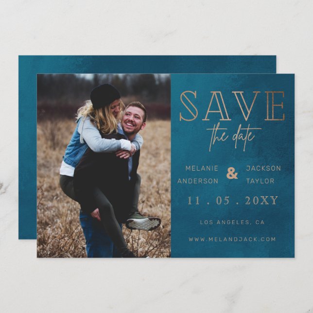 Rustikales, handgeschriebenes Foto Save the Date (Vorne/Hinten)