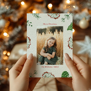 Rustikales, handGezeichnet Mistletoe Pine Weihnach Feiertagskarte