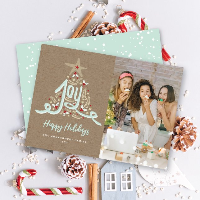 Rustikales, handgezeichnetes Joy Calligraphy Folia Feiertagskarte (Von Creator hochgeladen)