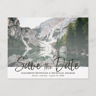Rustikales Handschrift-Foto Save the Date Postkarte