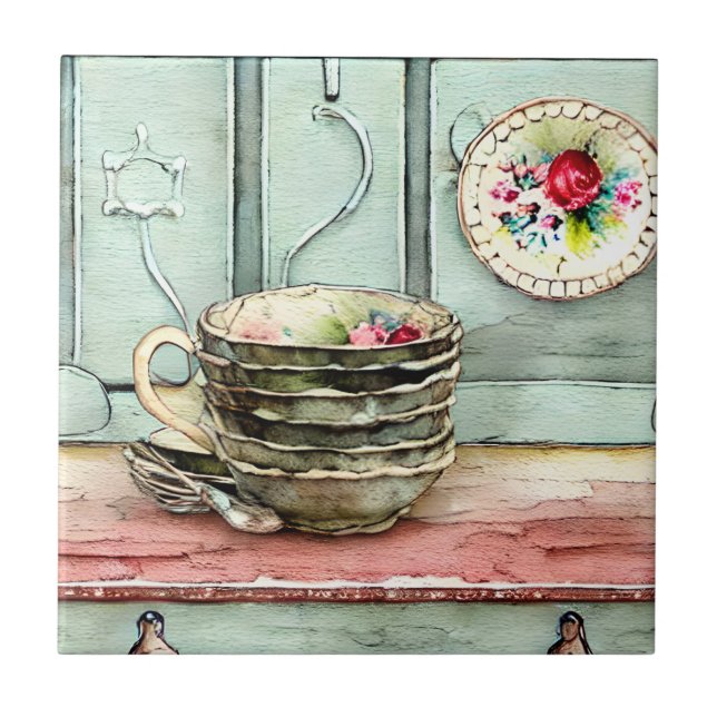 Rustikales Handwerk coole Darstellung der Schale R Fliese (Vorderseite)