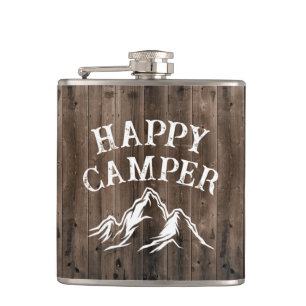 Rustikales Happy Camper Adventure Camping Barn Woo Flachmann