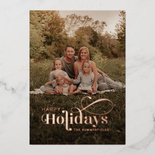 Rustikales Happy Holidays Foto Folien Feiertagskarte