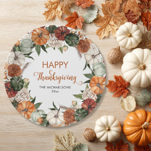 Rustikales Happy Thanksgiving Kürbis Pappteller