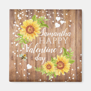 Rustikales Happy Valentins Blumenmagnet Magnet