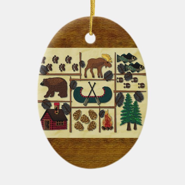 Rustikales Häuschen-Land-Kabinen-Weihnachten Keramik Ornament (Vorne)