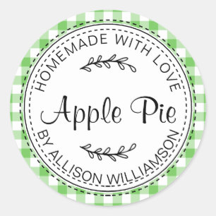 Rustikales, hausgemachtes Apple Pie Green Karo Mus Runder Aufkleber
